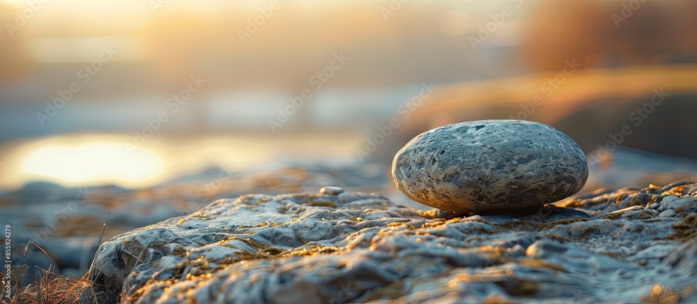Poster close up top stone with blur background. copy space image. place for adding text and design