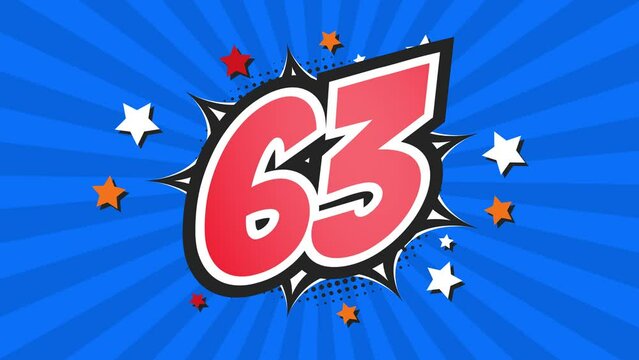 Animation of Number 63 - Sixty-Three - 63rd sixty-third