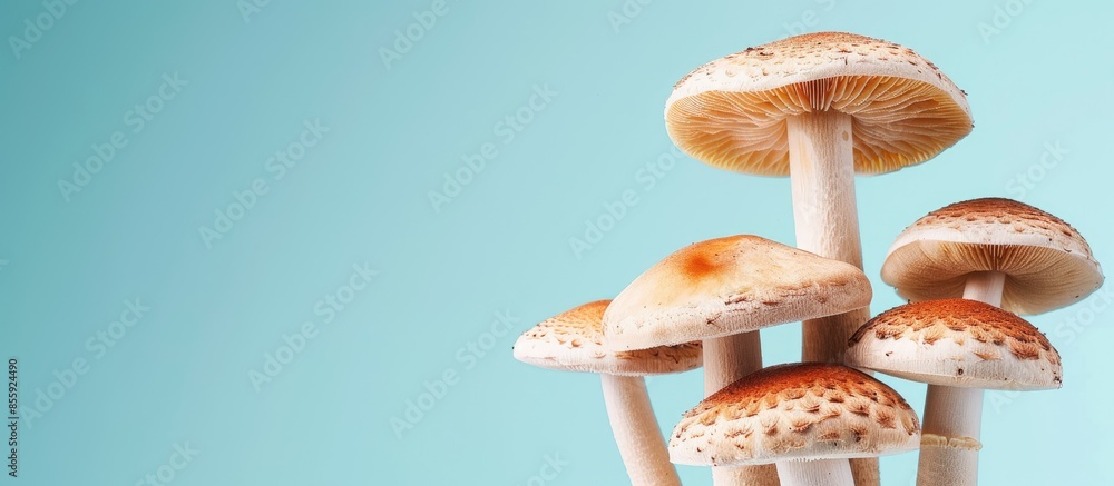 Aufkleber honey mushrooms pastel background texture food isolated. copy space image. place for adding text and
