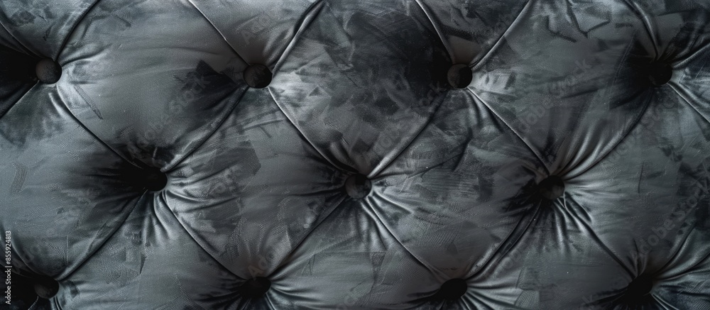 Poster grey velour background with quilted upholstery in chesterfield style close-up. copy space image. pla