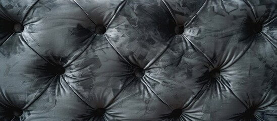 Fototapeta premium Grey velour background with quilted upholstery in Chesterfield style close-up. Copy space image. Place for adding text and design