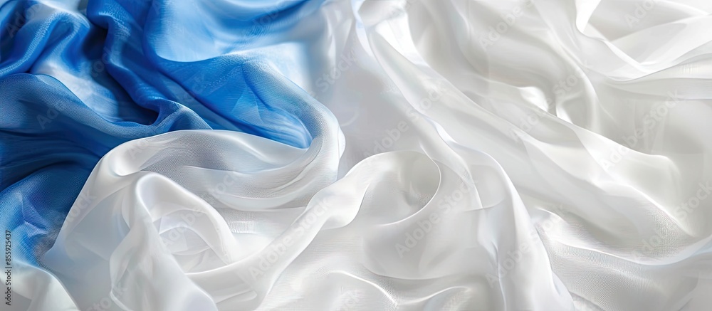 Aufkleber white and blue textile on white textile. copy space image. place for adding text and design