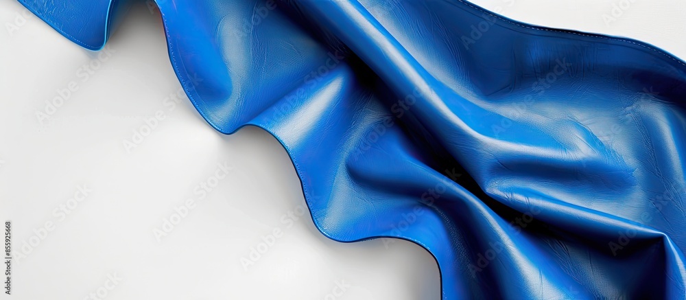 Poster fold blue leatherette sing on white background. copy space image. place for adding text and design