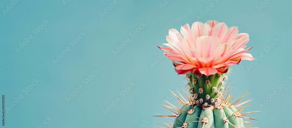 Poster cactus flower pastel background botanical cactus flower. copy space image. place for adding text and