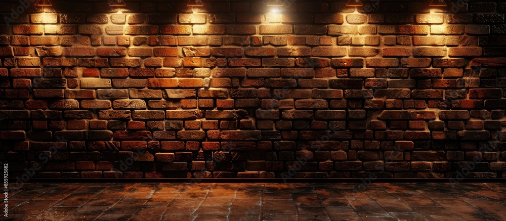 Poster brick wall and light spots. copy space image. place for adding text and design