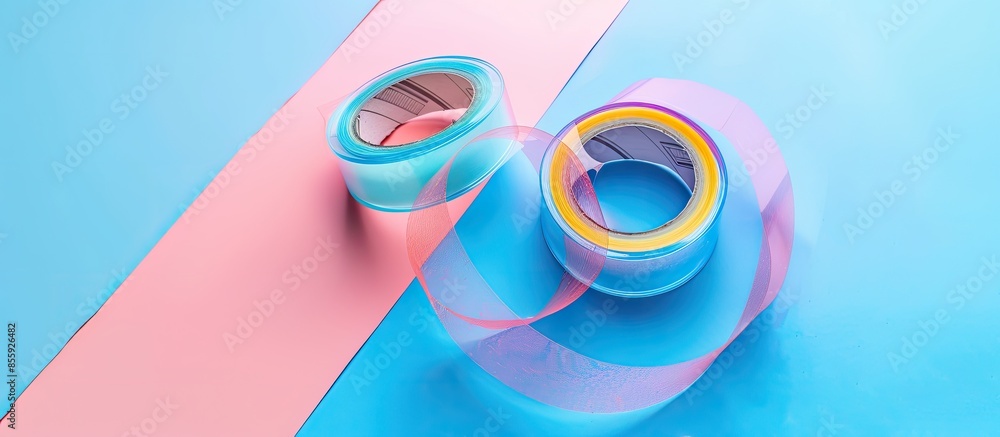 Poster clear adhesive tape texture isolate on pastel background. copy space image. place for adding text an