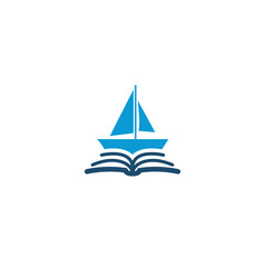 Book Sail Logo Design Vector