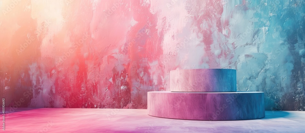 Poster climb on a pedestal. pastel background abstract. copy space image. place for adding text and design