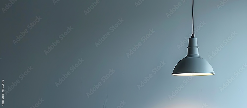 Poster silver lampshade with white bulb. copy space image. place for adding text and design