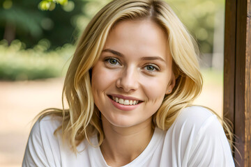 Obraz premium A portrait of a beautiful, happy woman