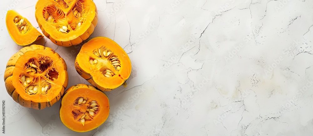 Poster muscat squash isolated on white background. copy space image. place for adding text and design