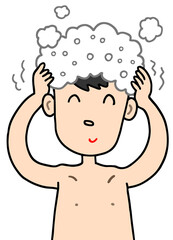 健康のイラスト - 洗髪・シャンプー・トリートメント・ヘアケア・頭髪ケア