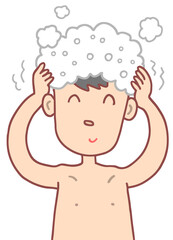 健康のイラスト - 洗髪・シャンプー・トリートメント・ヘアケア・頭髪ケア