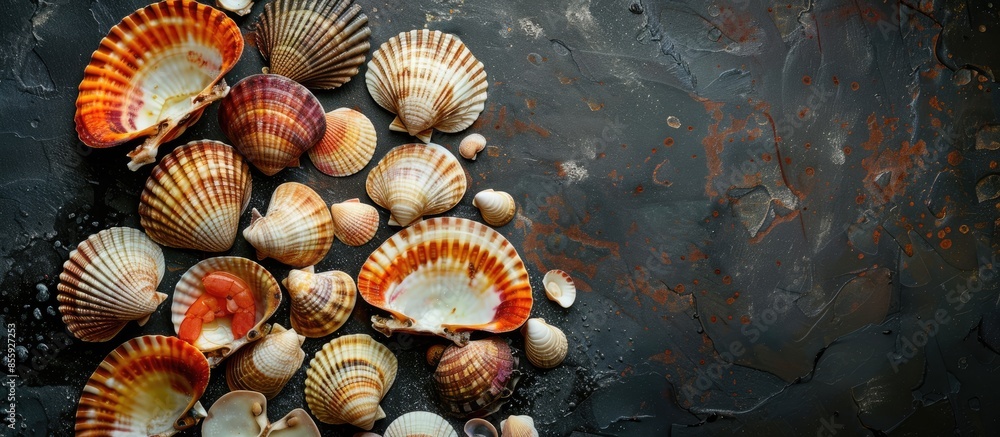 Poster shellfish. copy space image. place for adding text and design
