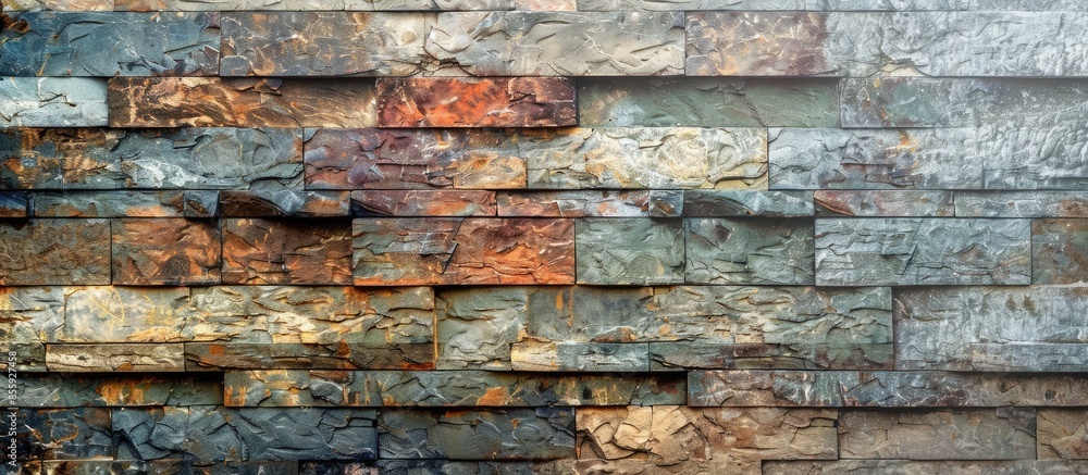 Poster stone wall decorative coating old background. copy space image. place for adding text and design