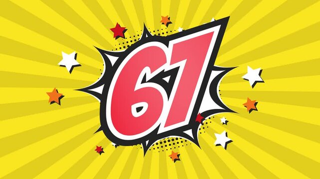 Animation of Number 67 - Sixty-Seven - 67th sixty-seventh