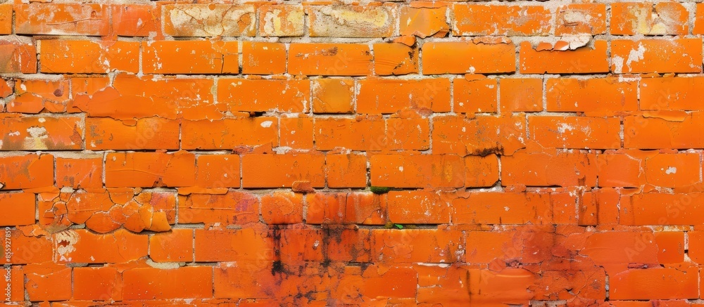 Poster orange brick wall texture pattern background. copy space image. place for adding text and design