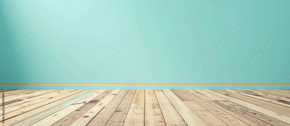 Poster wooden flooring isolated on the pastel background. . copy space image. place for adding text and des