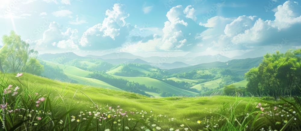 Poster country hills background. copy space image. place for adding text and design