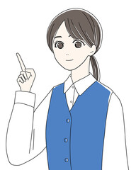 指差しで説明する女性