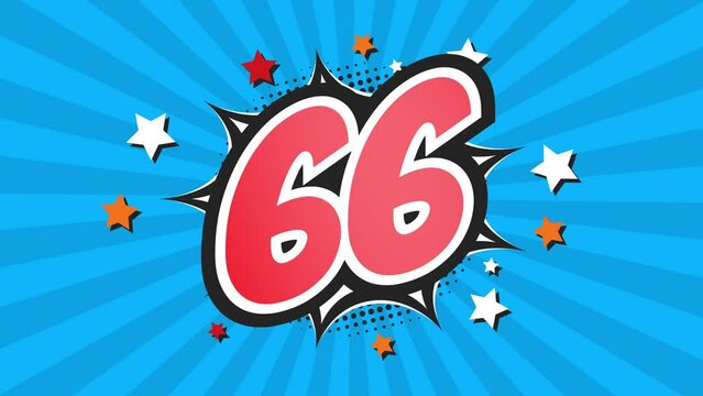 Animation of Number 66 - Sixty-Six - 66th sixty-sixth
