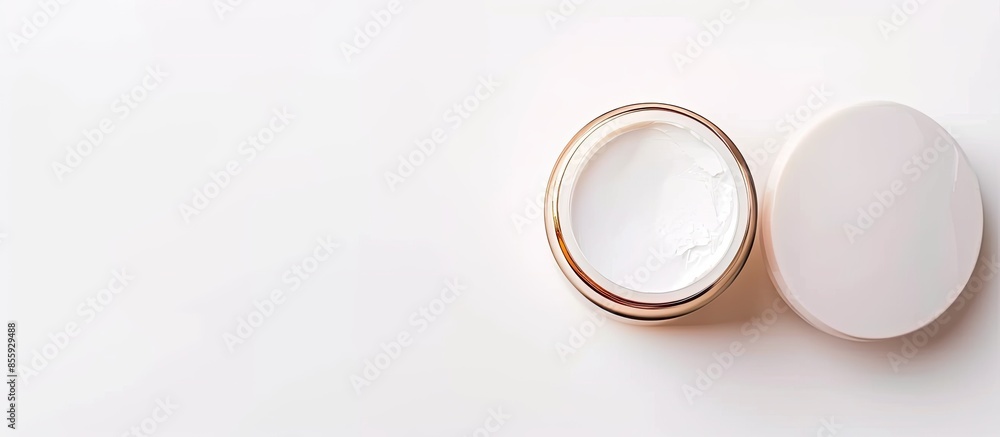 Poster top view of blank cosmetics jar isolated on white. copy space image. place for adding text or design