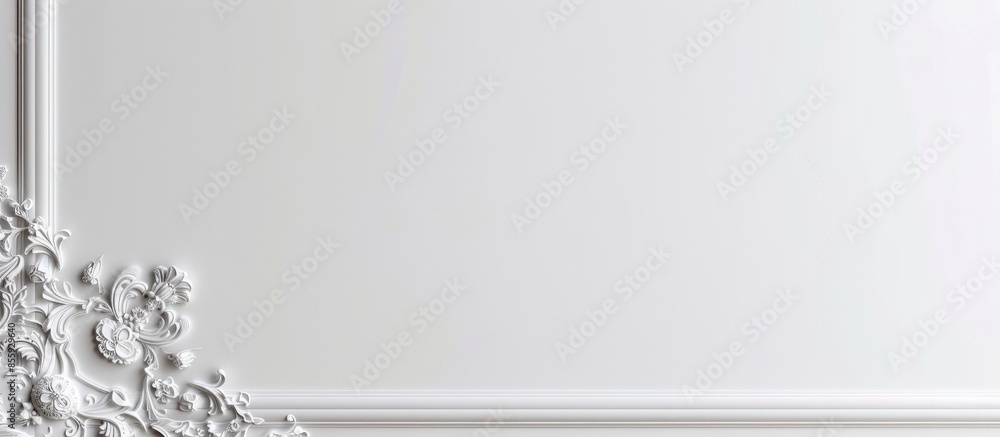 Poster art museum frame wall ornate minimal design white isolated clipping path template. copy space image.