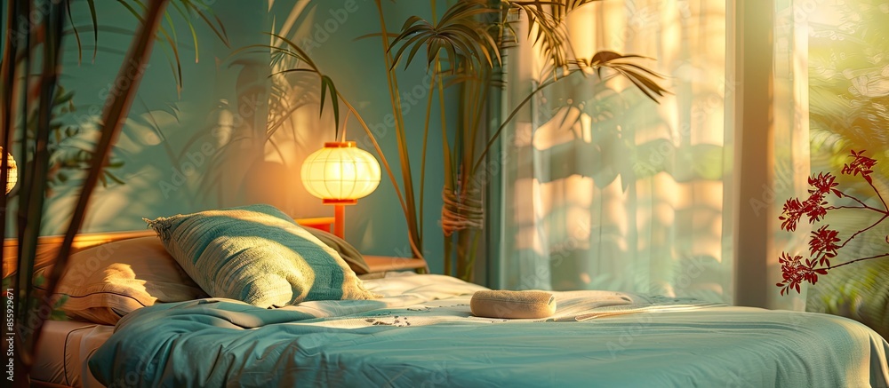 Poster relax decoration for the bedroom. copy space image. place for adding text and design