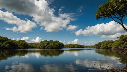 Obraz premium lake and clouds