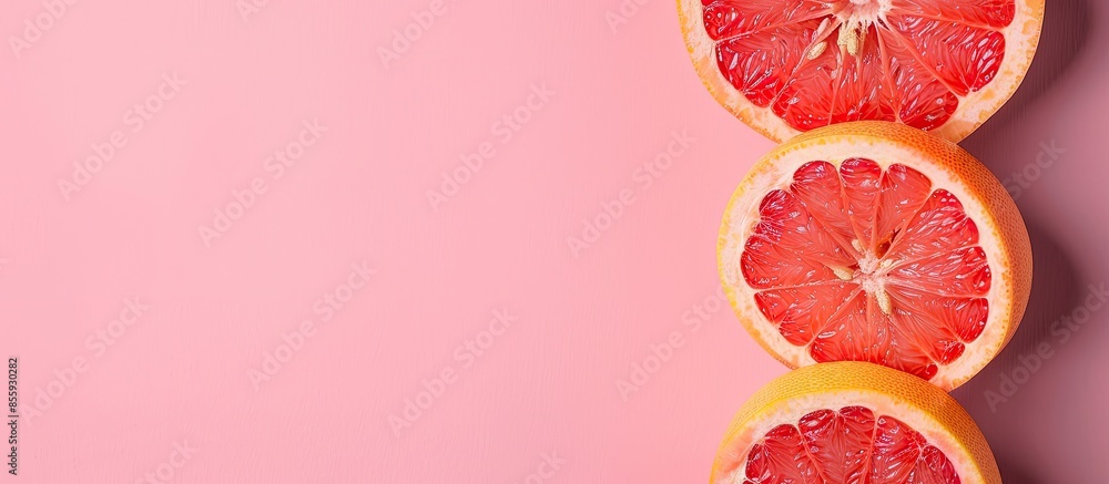 Aufkleber grapefruit sliced on pastel pink background. minimal fruit concept. copy space image. place for addi