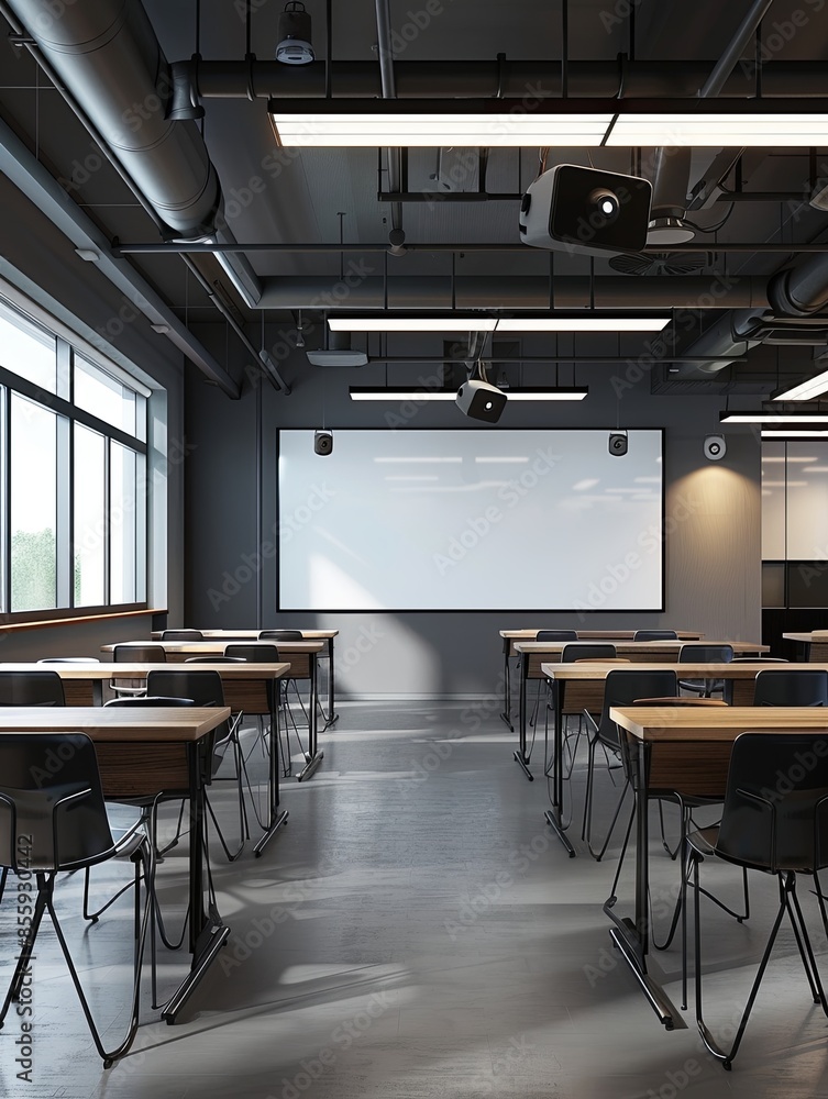 Leinwandbilder a contemporary classroom or study space featuring interactive panels and ai assistants, creating an 