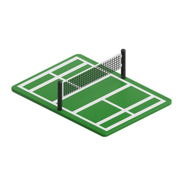 isometric green badminton court with net clip art preview
