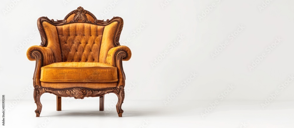 Aufkleber chair isolated on white background . wooden and fabric furniture . copy space image. place for addin