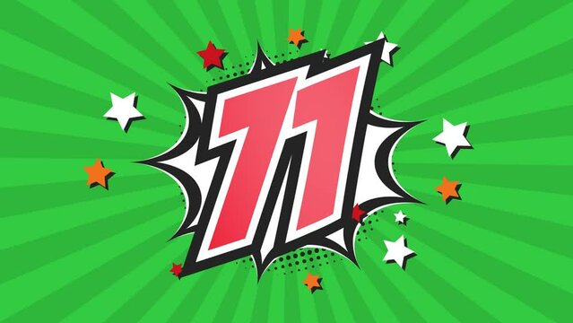 Animation of Number 71 - Seventy-One - 71st seventy-first