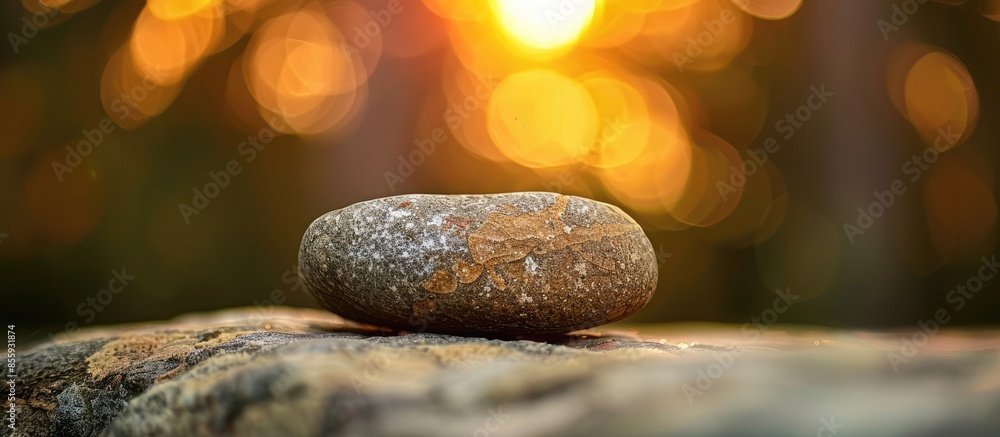 Poster close up top stone with blur background. copy space image. place for adding text and design