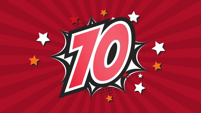 Animation of Number 10 - Ten - 10th tenth