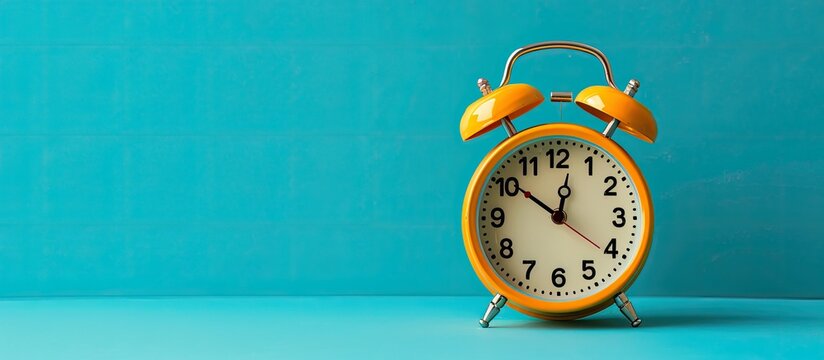 Retro alarm clock with five minutes to twelve o'clock. Copy space image. Place for adding text and design