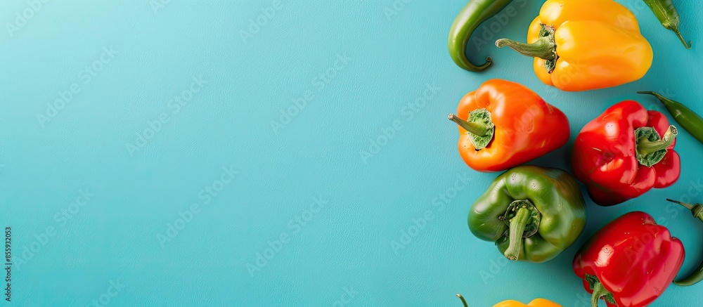 Poster pepper on pastel background food isolated pastel color. copy space image. place for adding text and 