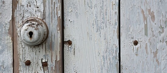 Fototapeta premium White door, key knob. Copy space image. Place for adding text and design