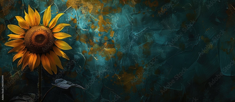 Poster sunflower with socket. copy space image. place for adding text or design