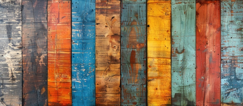 Poster texture of colored grunge wood for background. copy space image. place for adding text and design