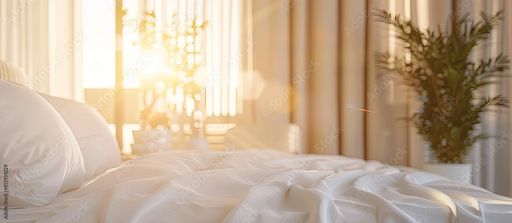 Poster abstact blur and defocused bedroom interior. copy space image. place for adding text and design