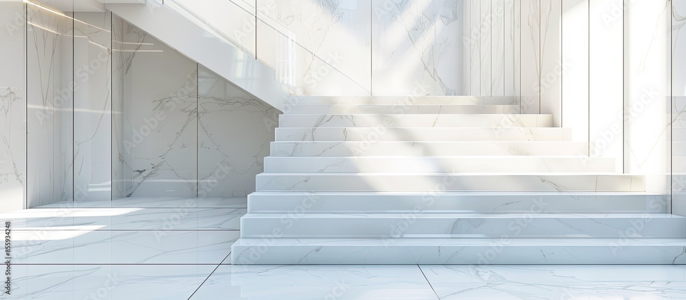 Aufkleber interior stairs of an office building with polished white marble floors and steps. copy space image.