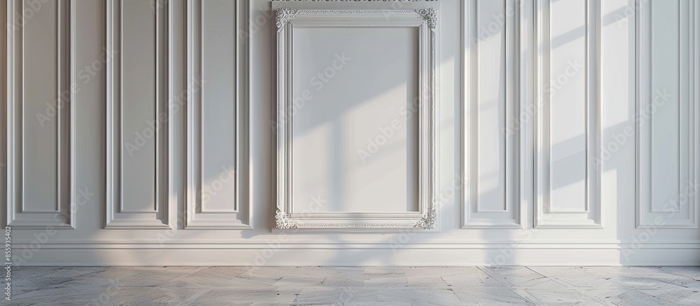 Poster blank picture frame on wall. copy space image. place for adding text and design