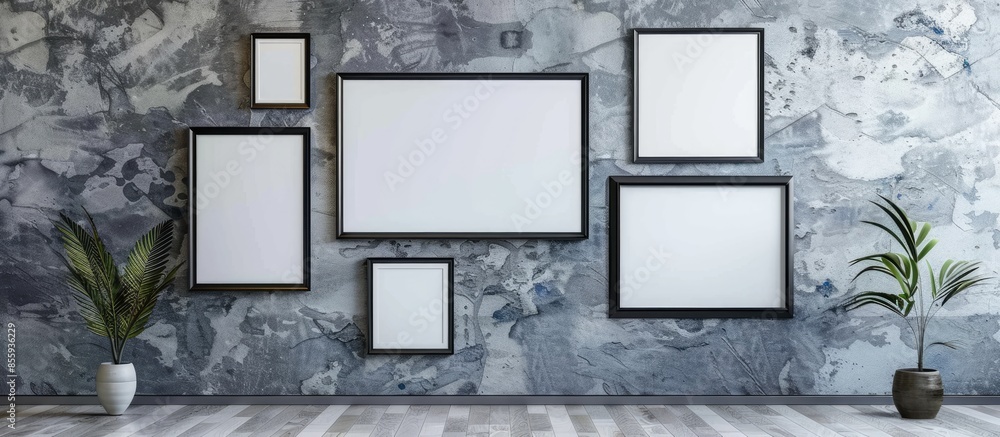 Poster picture frame mockup on wall interior design. copy space image. place for adding text and design
