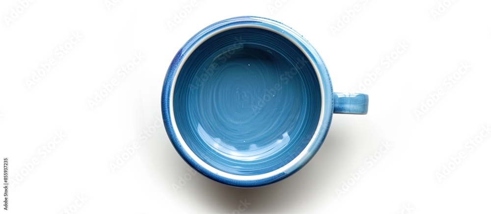Poster blue coffee cup top view isolated on white background. copy space image. place for adding text or de
