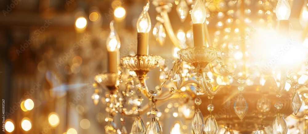 Poster crystal chandelier. copy space image. place for adding text and design