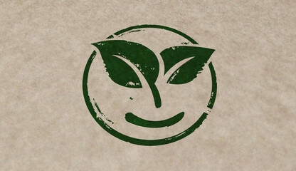 Leaf smile eco friendly symbol stamp and stamping