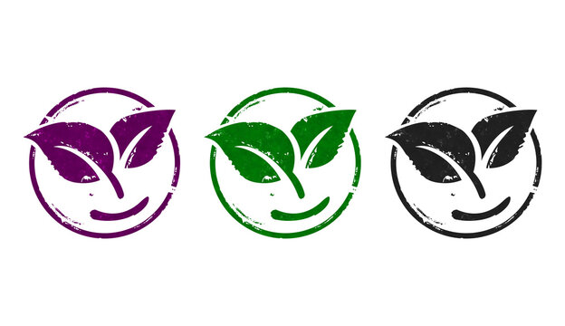 Leaf smile eco friendly symbol stamp and stamping