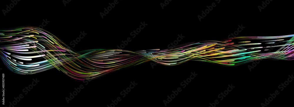 Poster abstract background with stripes of different colors and gradients. particles in motion. technologie